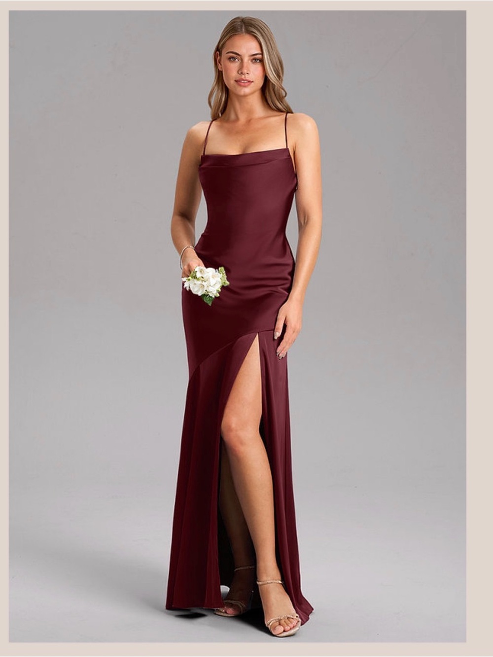 Azazie Grata Stretch
Cabernet Mermaid Side Slit Stretch Satin Dress
